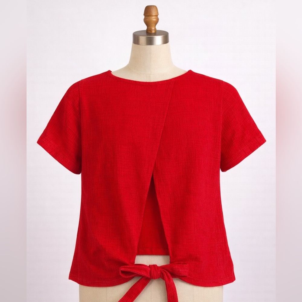 Madewell Red Short Sleeve Tee with Bow Accent